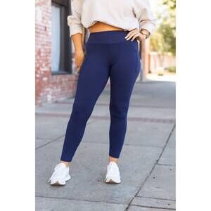 NEW JULIA ROSE nyla full-length with pocket leggings in navy